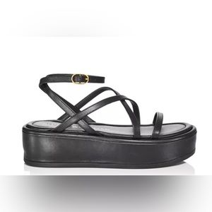 Stuart Weitzman Summerlift Flatform Sandals Black Leather Sz 10